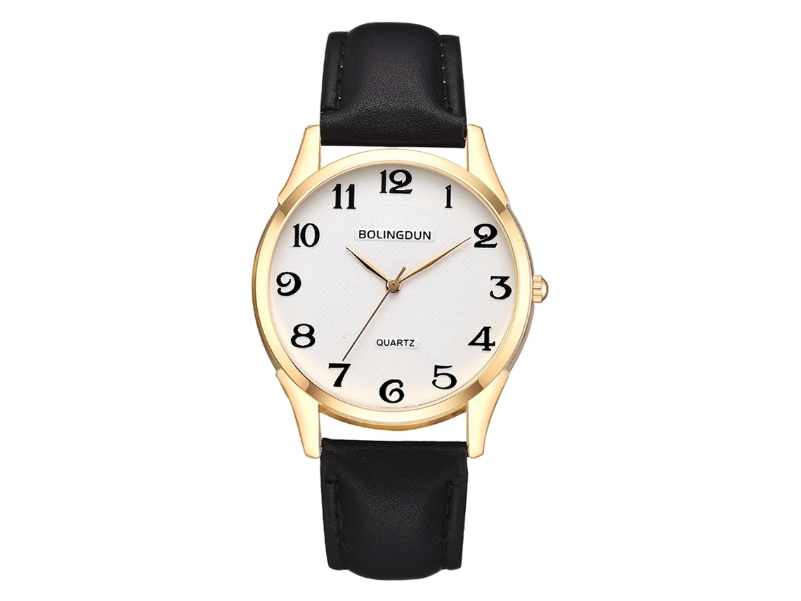 Elegante Reloj De Pulsera De Cuarzo Informal Con Correa De Cuero Y Diseño Moderno.