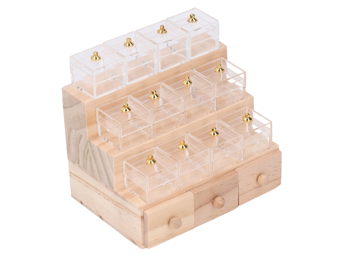 Vitrina De Madera En Miniatura Para Exhibir Dulces En Casas De Muñecas, Con 12 Cajas.
