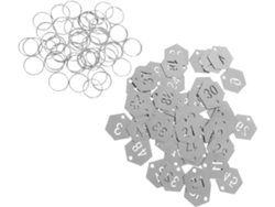 50 Llaveros Hexagonales Numerados De Acero Inoxidable Plateado, Resistentes Al Desgaste.