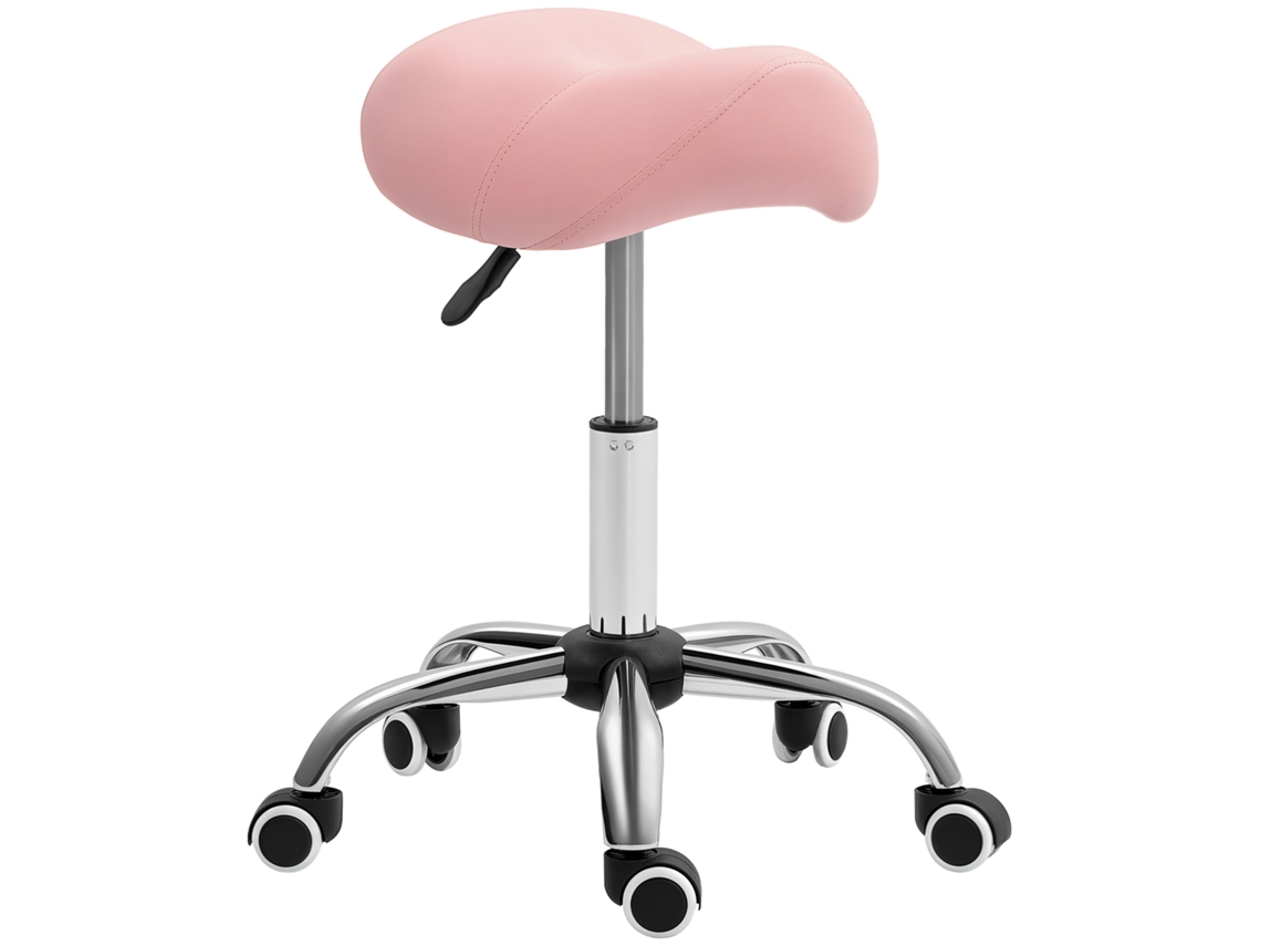 Banqueta Rodízios Estética Dentista Cabeleireiro 52x53x49-61cm Rosa