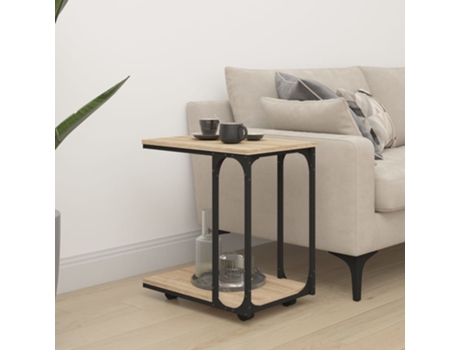 vidaXL Mesa auxiliar con ruedas madera roble Sonoma 50x35x55,5 cm