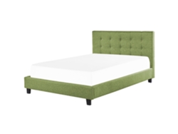 Cama con somier BELIANI Rochelle de Poliéster Verde 190x218x109