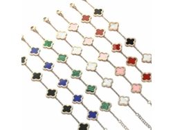Pulsera De Acero De Titanio Con Diseño De Trébol De Cuatro Hojas, Estilo Pareja Afortunada, Oro Rosa De 18k, Acero Inoxidable