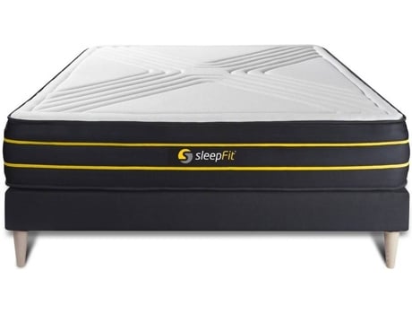 Conjunto de Somier Negro + Colchón SLEEPFIT Ultra (130x200 cm - Muelles Ensacados)