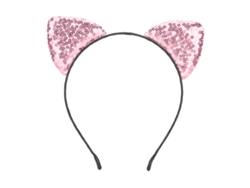 Diadema Con Orejas De Gato De Lentejuelas Reversibles Brillo Accesorios De Pelo Para Mujer Rosa