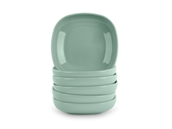 Juego de 6 Platos Plastic Forte Stilo Cuadrados 15 cm Reutilizables. Ideal Fiestas. Verde