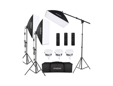 Kit iluminación F+ LED estudio 3 softboxes bicolor con mandos