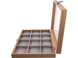 Joyero Madera Resistente Arañazos Ventana Transparente 12 Compartimentos Organiza Pulseras Anillos Tocador