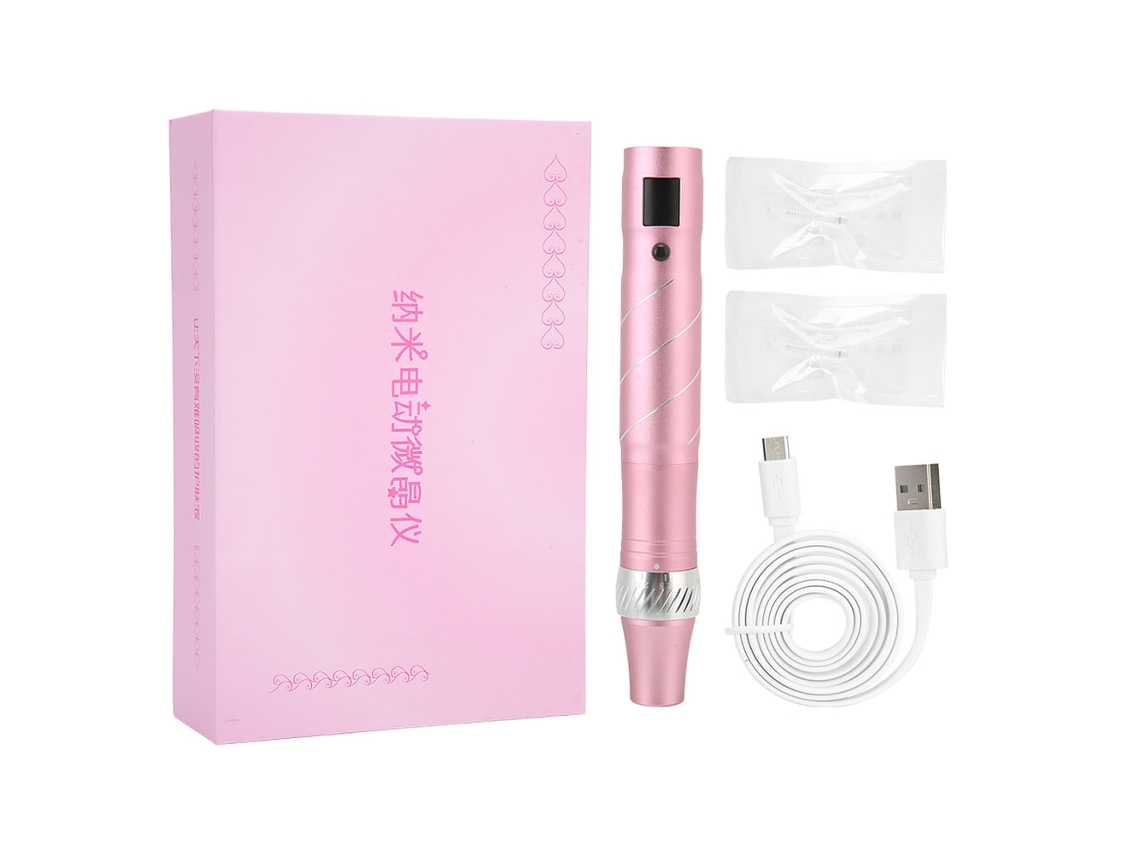 Pluma de microagujas recargable USB para eliminar arrugas con 5 niveles y pantalla LCD