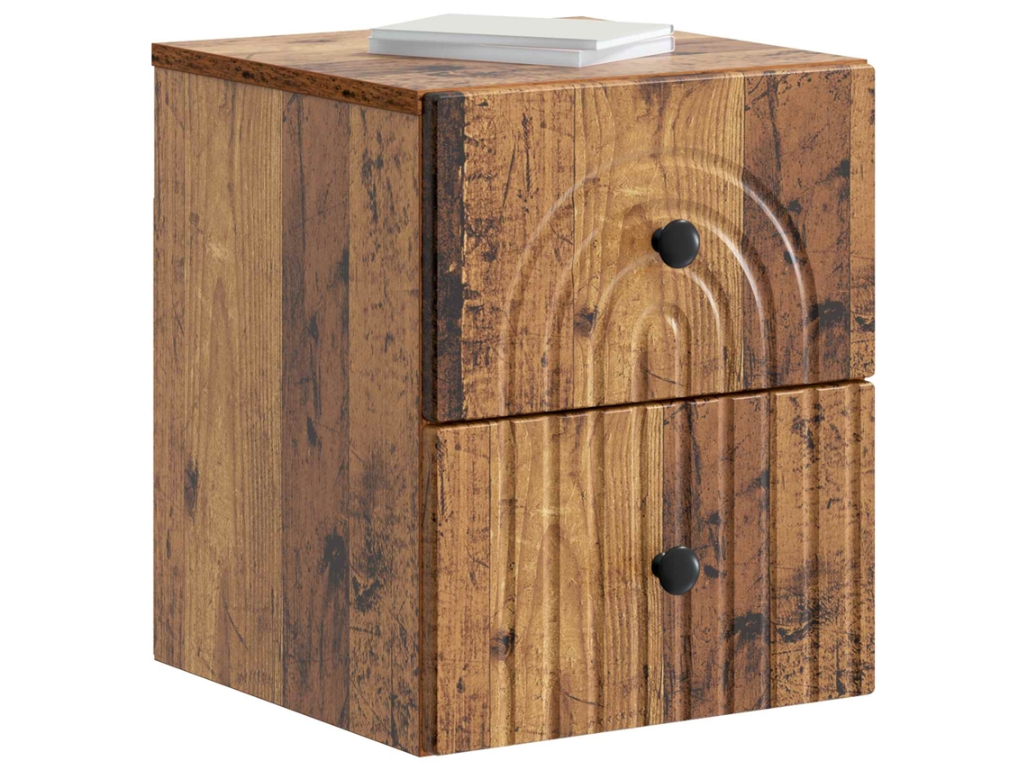 Maison Exclusive - Mesita De Noche De Pared Con Cajón 2 Pcs Madera Envejecida