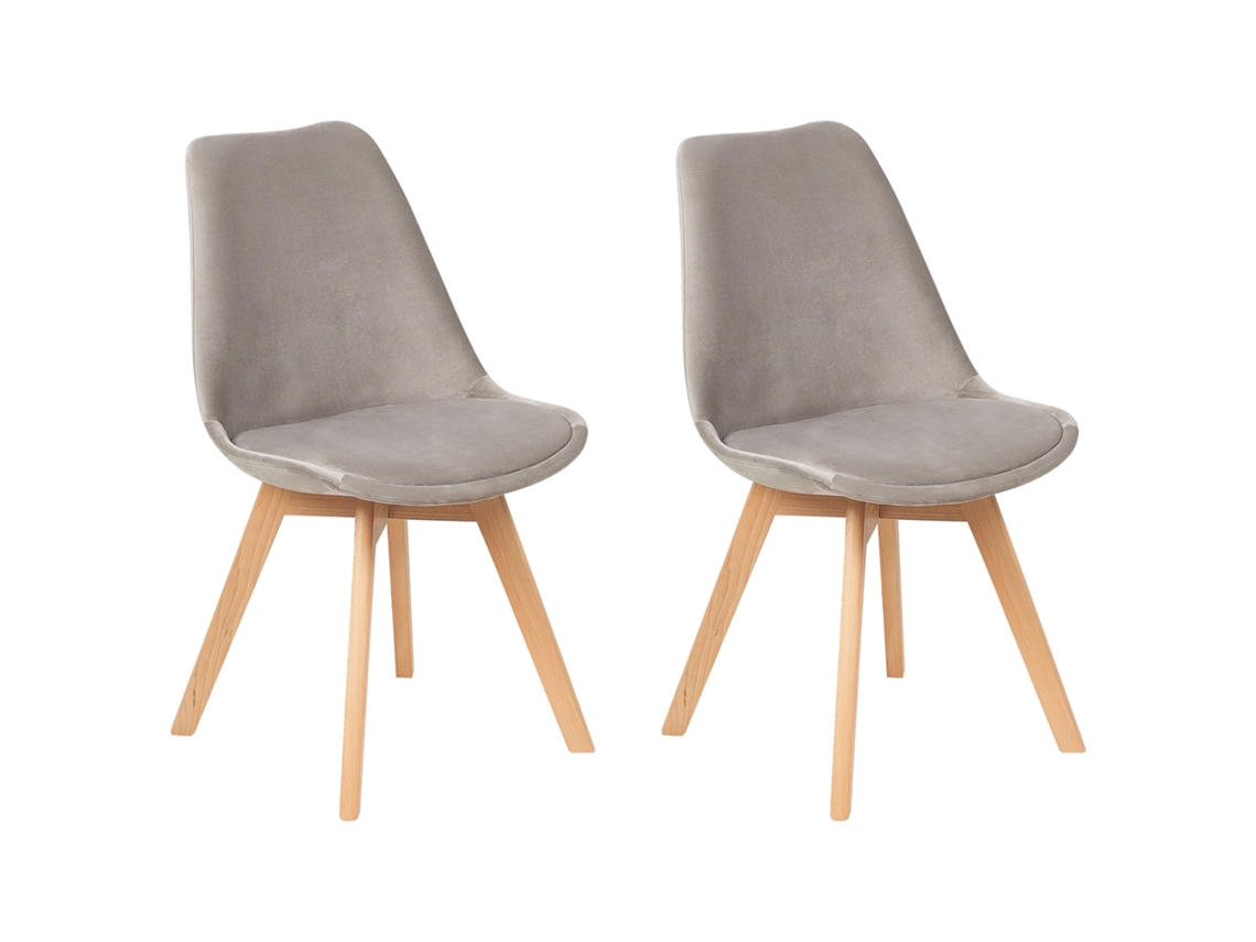 Juego de sillas de diseño BELIANI Dakota ii de Terciopelo Beige 47x57x84