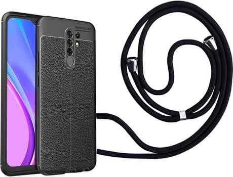 Funda Redmi 9 Rugged Leather con Collar Negro