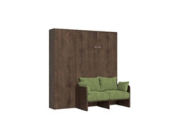 Cama Plegable Kentaro De 120 Cm Tamaño Queen Con Sofá Y Columna De Nogal, Color Verde