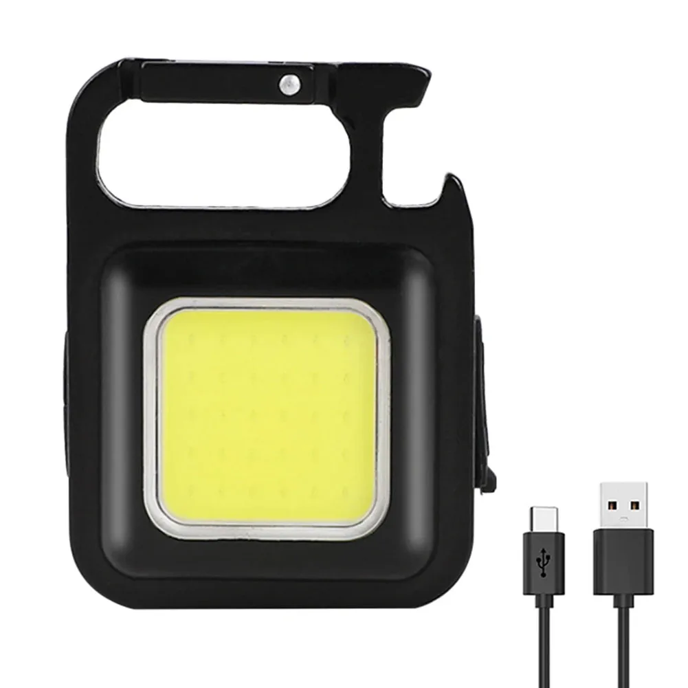 Mini linterna LED con llavero y luz COB dual, recargable por USB, luz de trabajo con imán y batería integrada para pesca. Aeuzwr