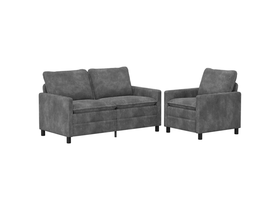Juego De Sofá 2 Pcs Gris Claro Poliéster