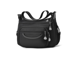 Bolso de hombro informal para mujer con múltiples bolsillos, en tela Oxford negra. Eifson