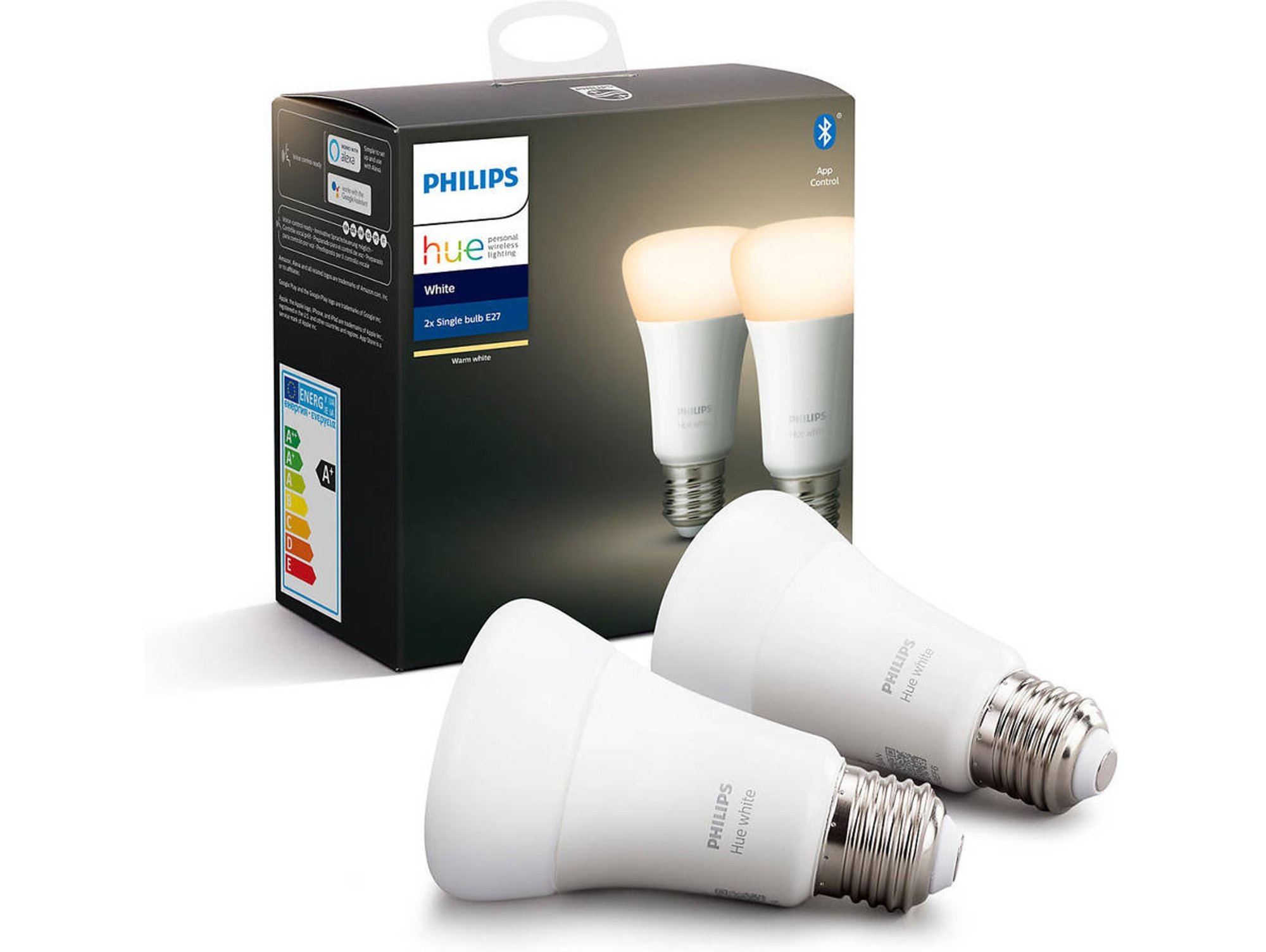Philips Hue White pack 2 bombillas inteligentes led 9w e27 blanco bluetooth luz de con compatible alexa y google home