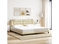 Cama Sin Colchón Tela Color Crema 200x200 Cm