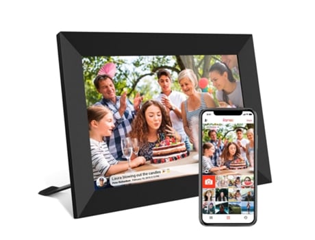 Marco de fotos digital de 10,1 pulgadas Pantalla táctil LCD IPS de 1280x800 integrada con memoria de 32 GB - Negro VEANXIN
