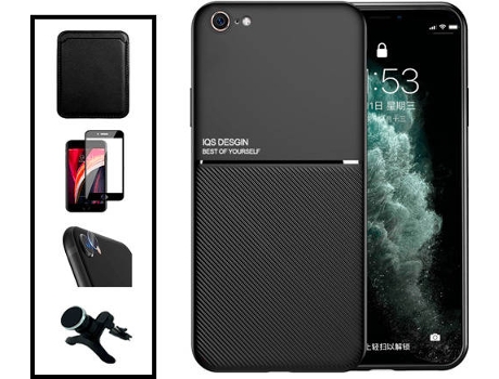 Kit Carcasa Magnética Anti Choque + Cartera + Protector de Pantalla iPhone SE 2022 G4M Negro