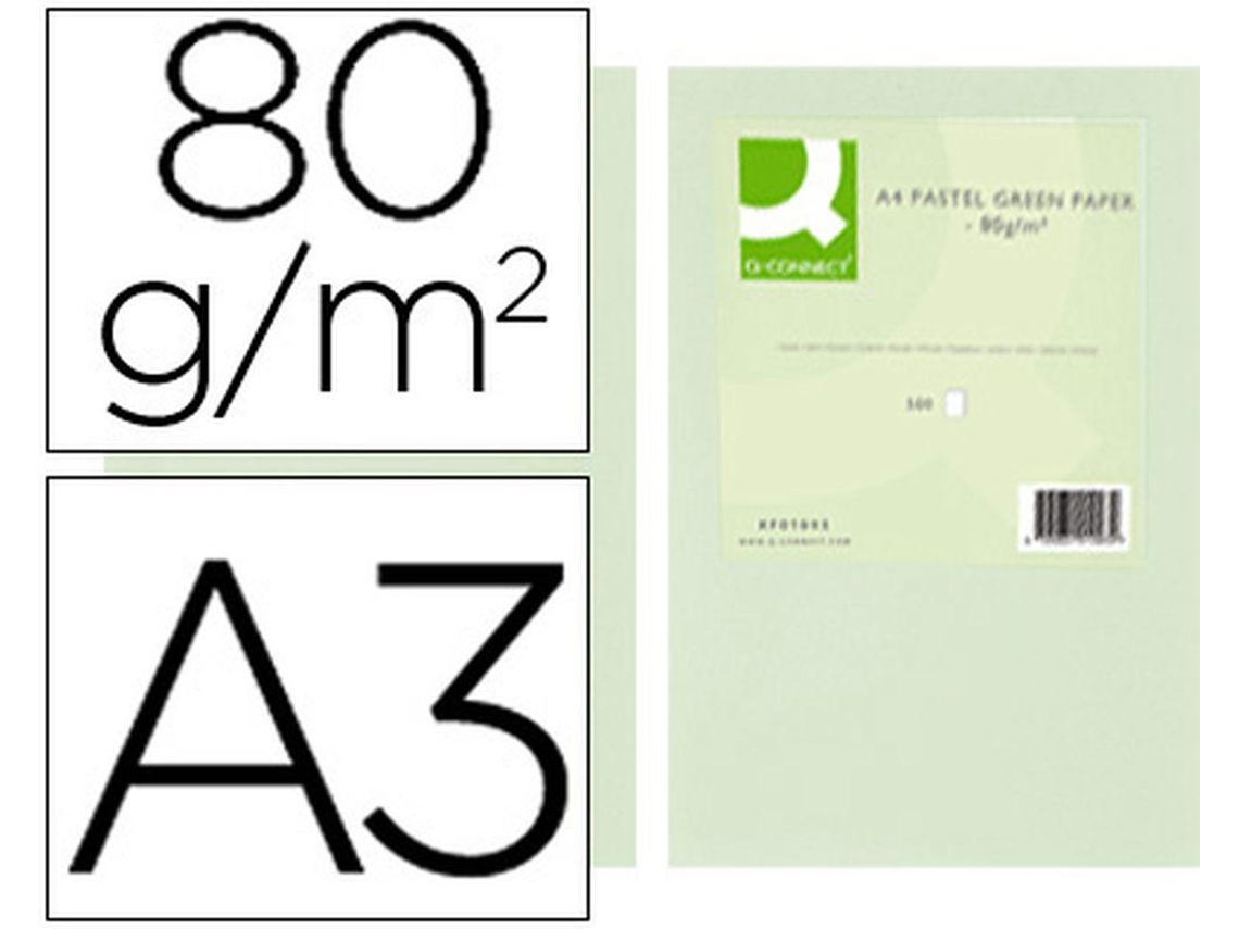 Papel de Cor Q Connect Din A3 80 Gr Verde Embalagem de 500 Folhas