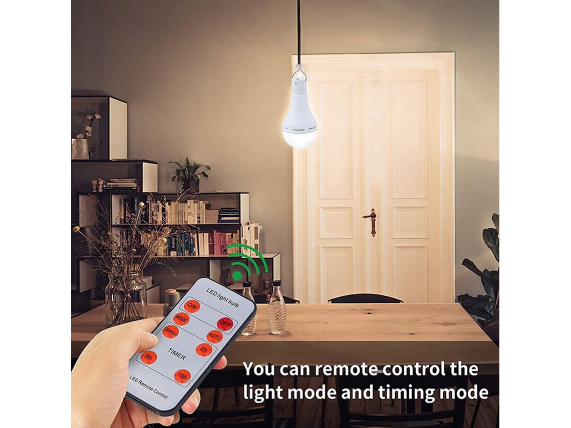 Lâmpada LED solar portátil Bj, luz de emergência para uso interno/externo com controle remoto, IP65, ideal para camping e feiras noturnas.