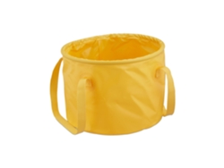 Relaxdays Cubo Plegable Camping, 15 L, Replegable, Cubeta De Viaje Con Asas, 23x31x31 Cm, Exterior, Pvc, Amarillo