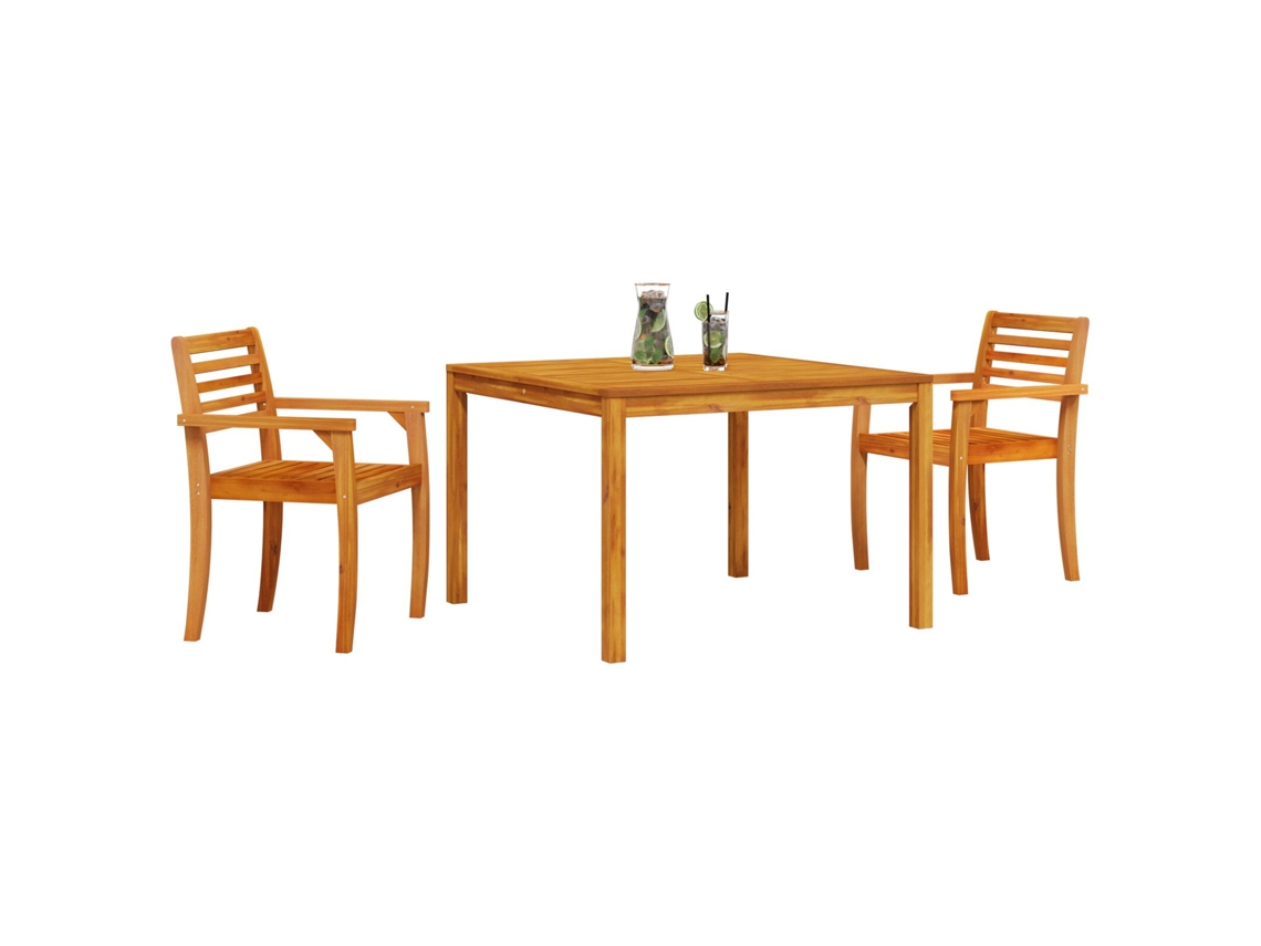 Juego de comedor de jardín de 3 piezas de madera maciza de acacia Lovely Home