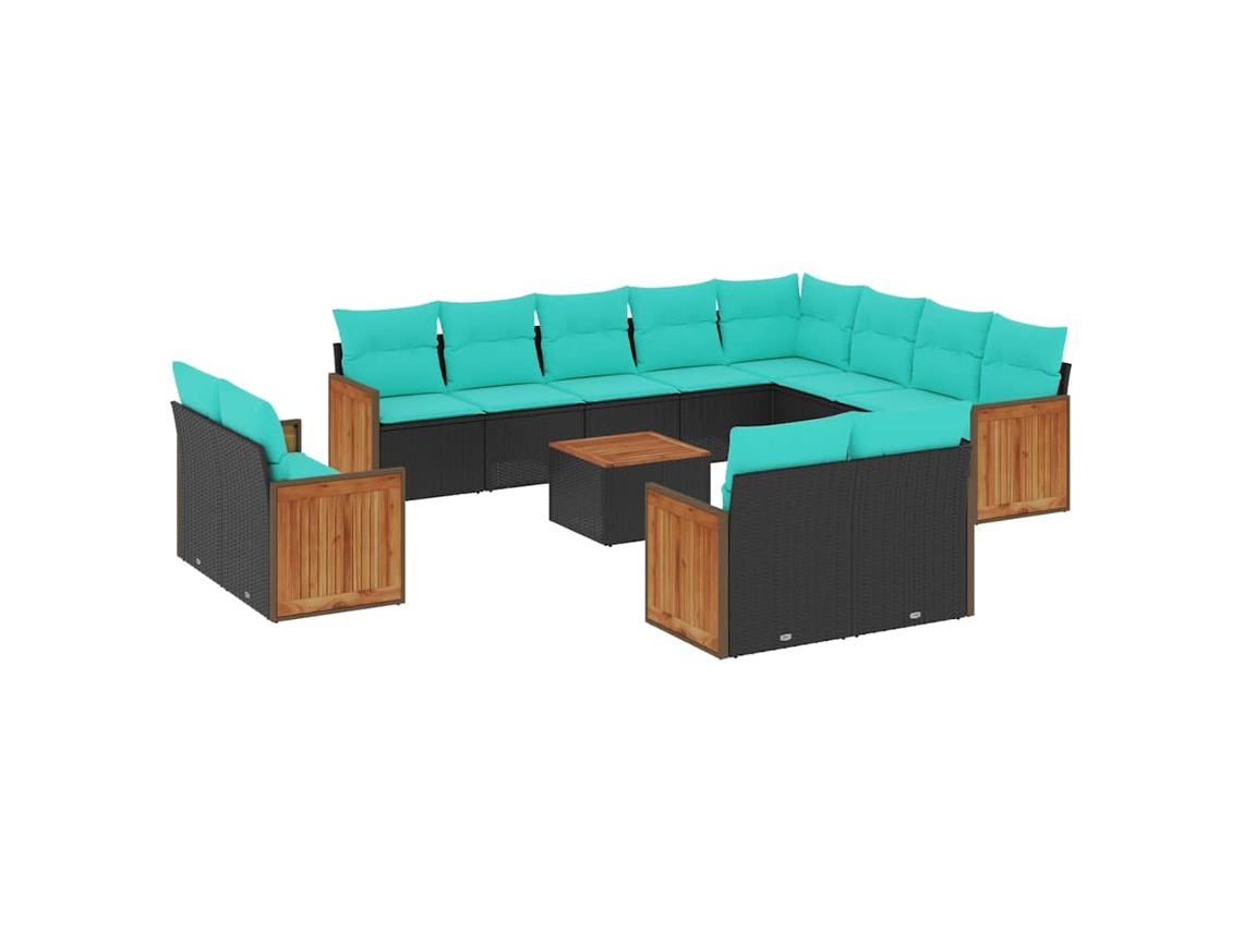 Maison Exclusive - Conjunto De Sofá De Jardín De 13 Piezas Con Cojines, De Poliratán Negro