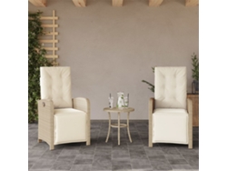 Sillas de jardín reclinables de 2 piezas con reposapiés DKD Home Decor, mimbre beige