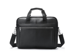 Maletines de cuero genuino para hombres, bolso para computadora portátil, bolso bandolera de viaje de negocios, bolso de mano, negro (lichi)