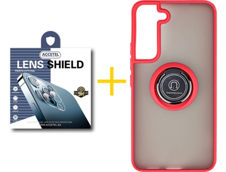 Carcasa + 1 Protector de Cámara para Samsung Galaxy S22 Plus 5G ACCETEL Rojo