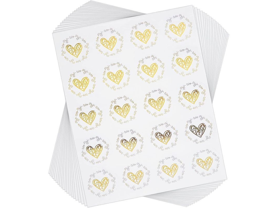 Sellos De Envelopes Coração Transparente, Adesivos De Calco Dourado Para Cartões E Decoração Diy (20 Folhas)
