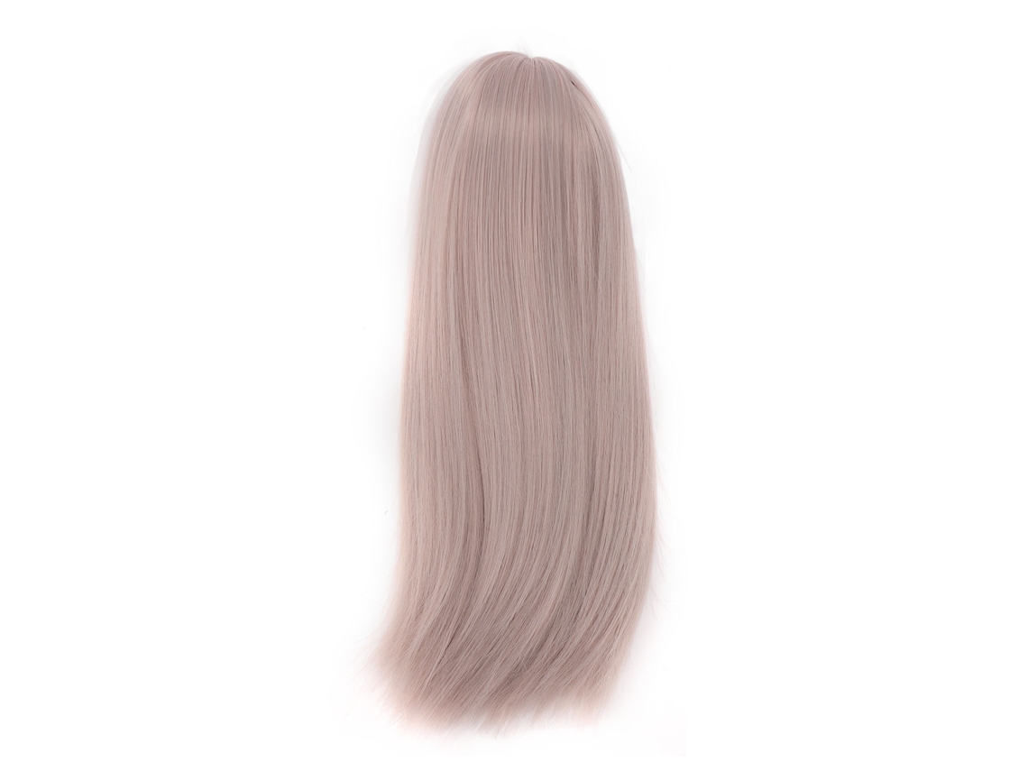 Peluca Para Muñeca 1/4 De Largo, Cabello Liso De 18,5-21 Cm, Seda Resistente Al Calor, Para Manualidades, Color Gris Claro Y Rosa.