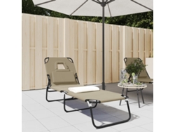 Tumbona plegable de tela Oxford/gris acero marrón DKD HOME DECOR