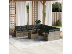 Conjunto de sofás de jardín de 11 piezas DKD Home Decor con cojines de mimbre gris