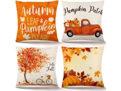 Rebe-fundas De Almohadas Otoño 18x18 Pulgadas 4 Unidades Cubrealmohadas De Calabaza Rustico Lino Para Decoracion Hogar
