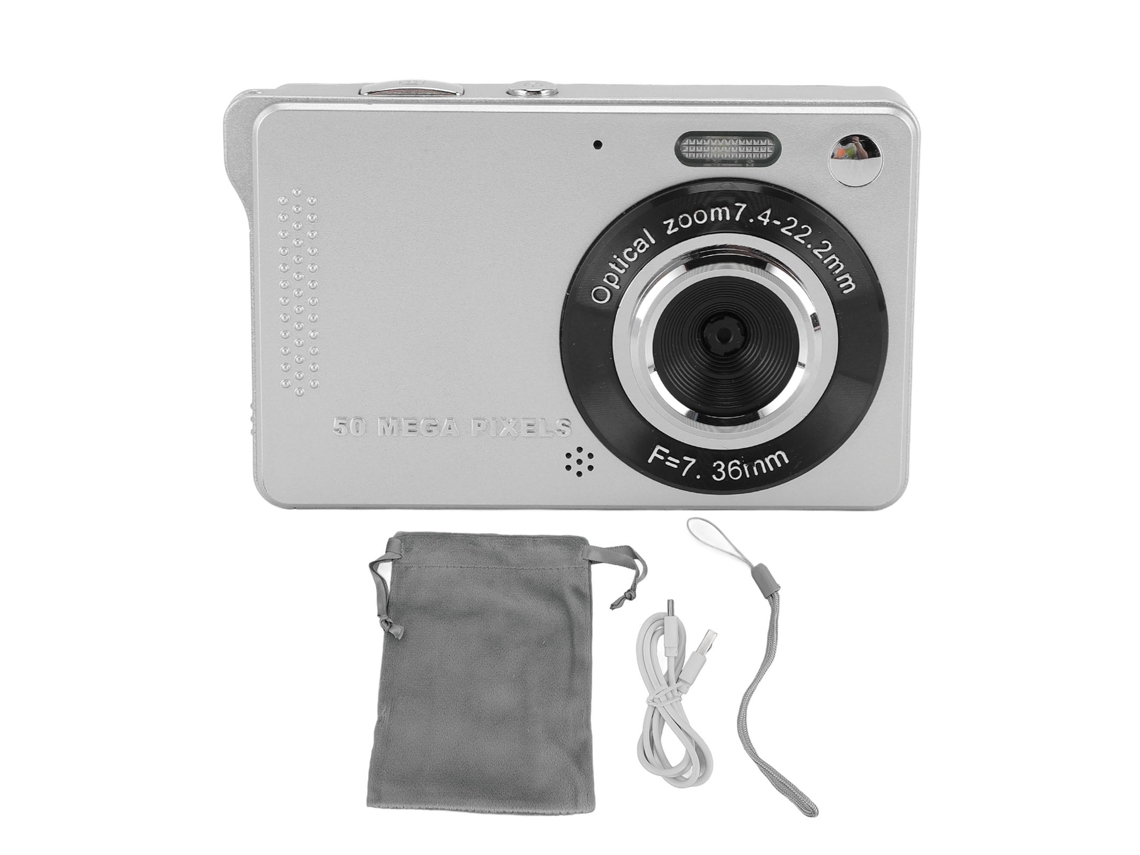 Cámara Digital Para Adolescentes 50mp 1080p Hd Zoom 16x Pantalla Tft 2.8" Compacta Viaje Plata