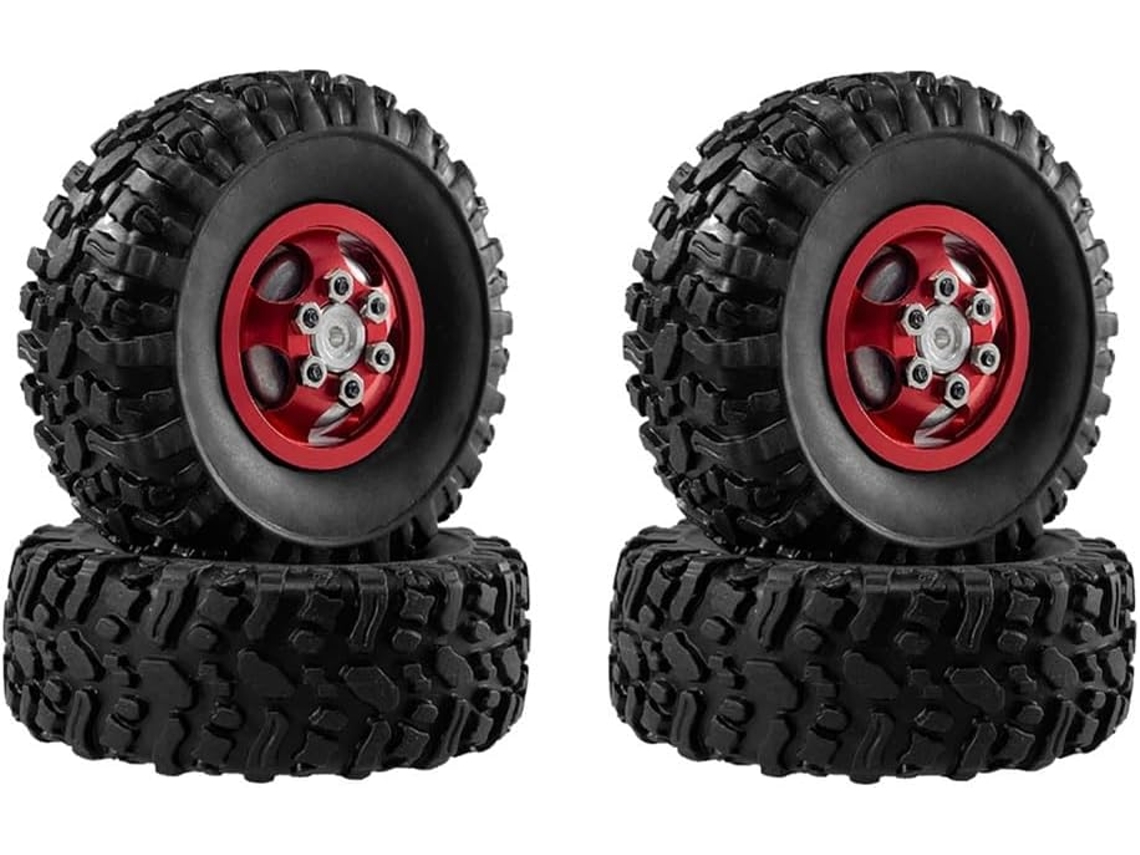 Llantas y neumáticos rojos para coche RC a escala 1/12 SFUSHOS