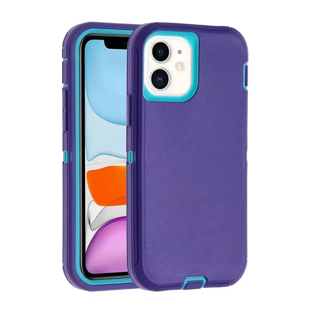 (morado, Iphone 12 Pro Max) Funda Protectora Antivibración 3 En 1 De Grado Militar Para Iphone.