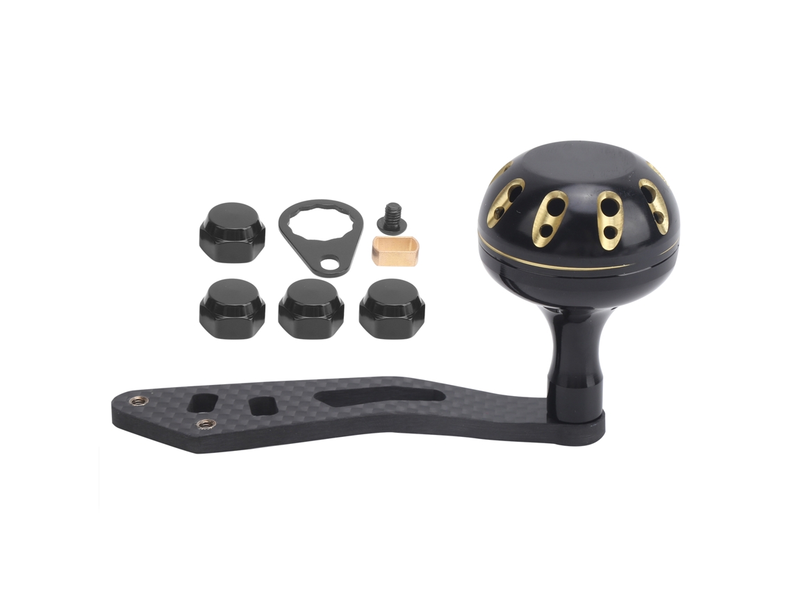 Patas De Manivela De Fibra De Carbono Para Carrete De Pesca Con Botón, Accesorios Para Carretes De Cebo En Negro Y Dorado.