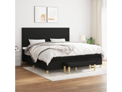 Cama Box Spring Con Colchón Tela Negro 200x200 Cm