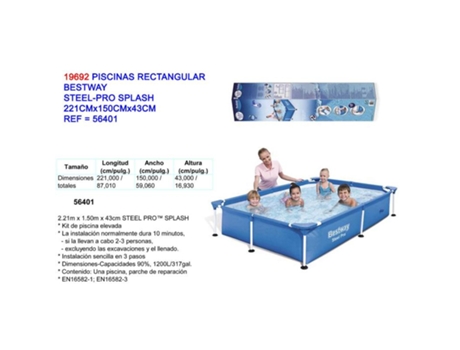 Piscinas rectangular steel pro splash 221x150x43 56401