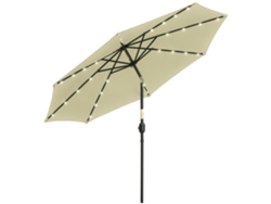 Sombrilla de jardín Ø265 cm LED 32 luces solares inclinable con manivela Beige