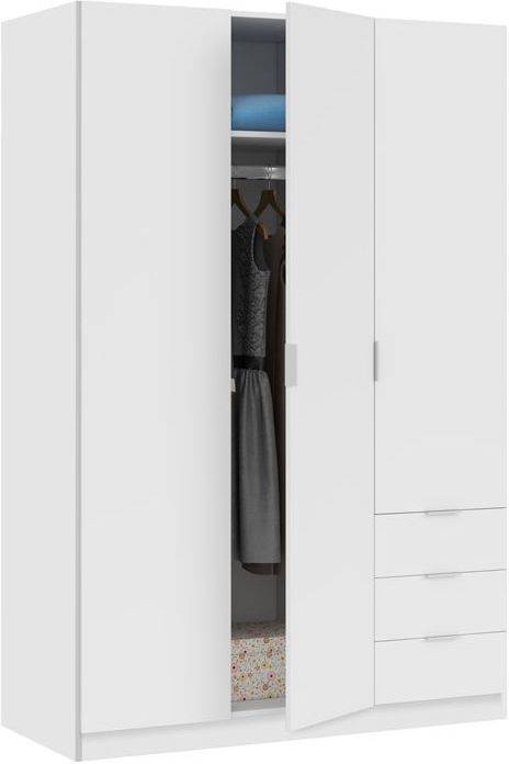 Habitdesign Armario Ropero de tres puertas y cajones acabado en color blanco artik medidas 121 cm ancho 180 3p+3cajones lowcost 3 121x180x52