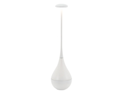 Lámpara de mesa LED recargable Zafferano Dondolina IP65, inalámbrica, con regulador táctil - Diseño italiano, color blanco.