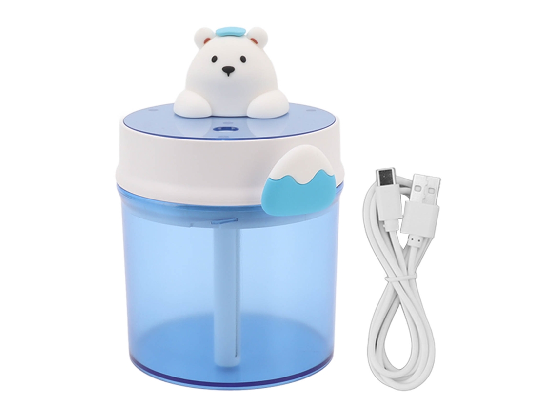 Humidificador USB portátil, con forma de oso, gran capacidad, mini humidificador de mesa, azul