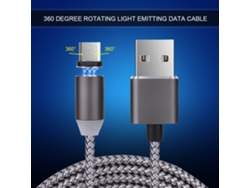 Cable De Datos (rotación De 360 Grados, Magnético Luminoso) Interfaz Android Cable De Carga Magnético Trenzado Gris Espacial