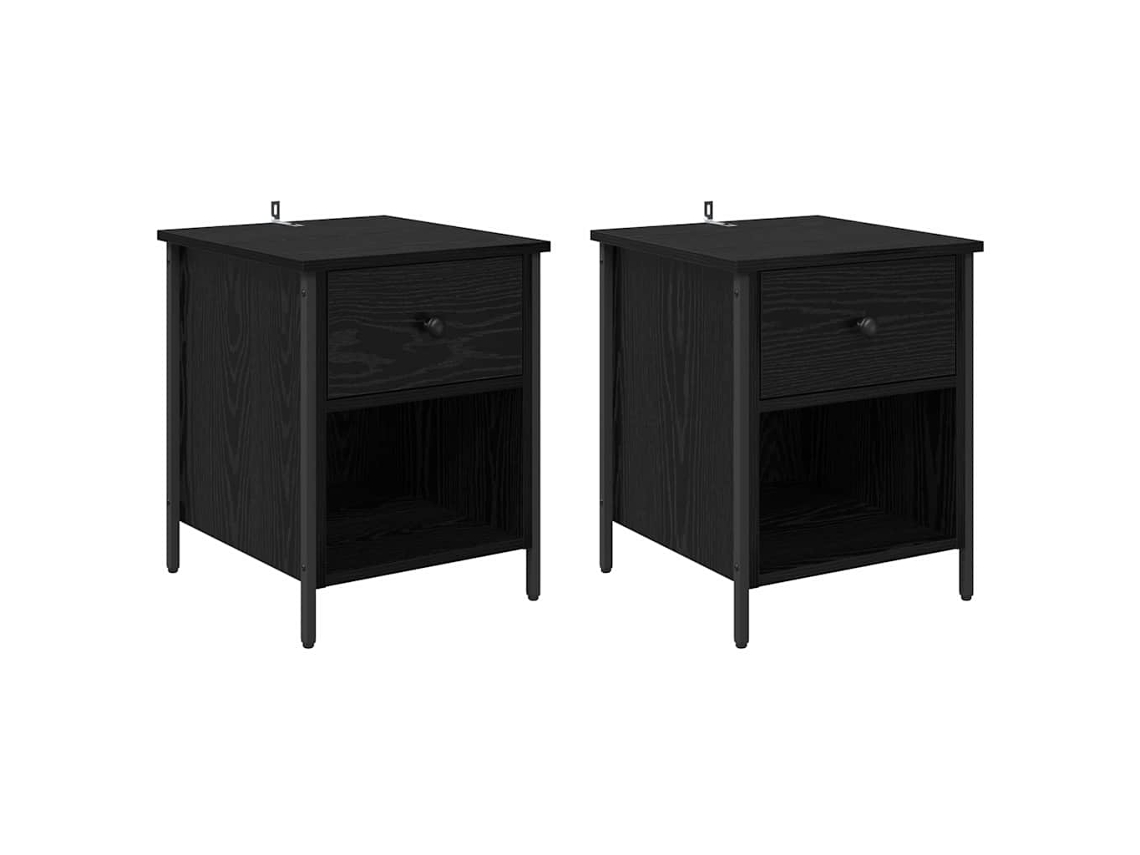 Maison Exclusive - Armario De Noche Con Cajón 2 Pcs Roble Negro 40 X 42 X 50 Cm