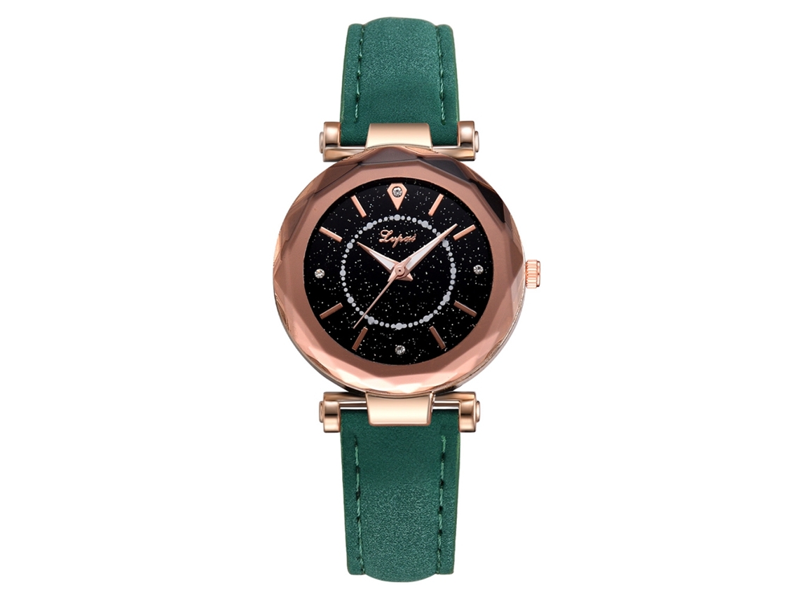 Reloj De Pulsera De Cuarzo Para Mujer Lvpai Con Correa Delgada De Pu, Estilo Sencillo, Verde.